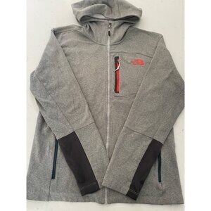 North Face Canyonlands Jacket Mens L Grey Fleece Full Zip Hood Sport Athleisure